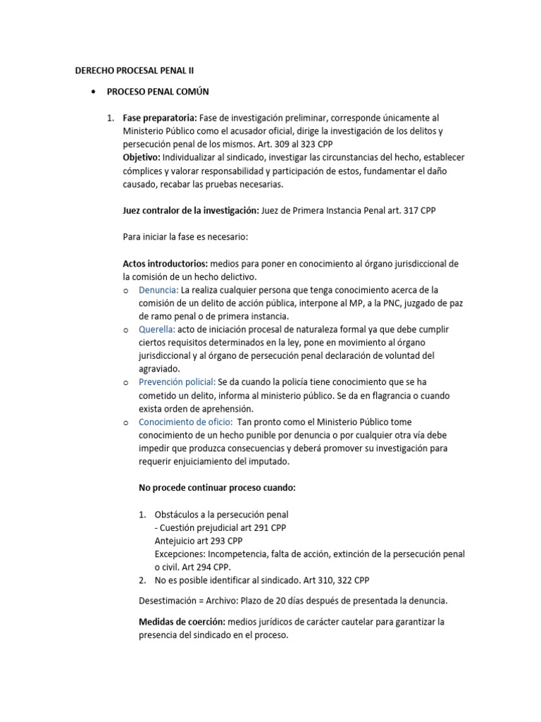 DERECHO PROCESAL PENAL II - Proceso Común | PDF | Procedimiento ...