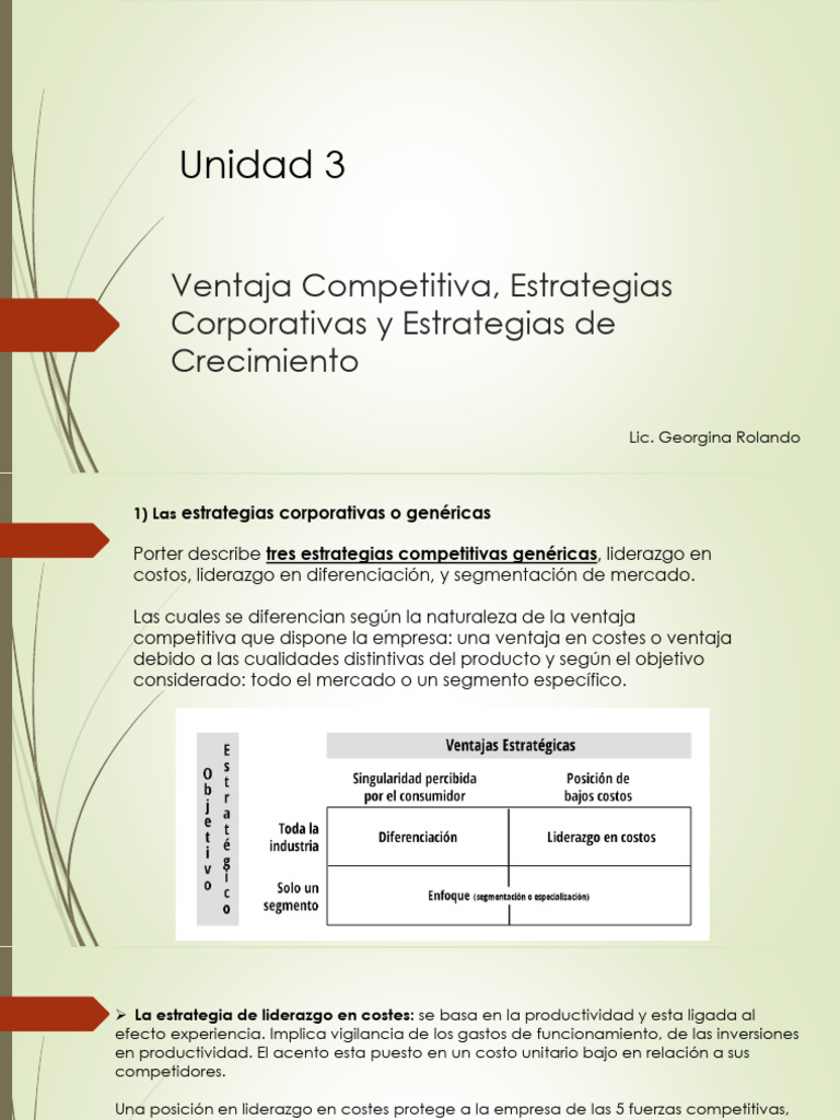 Unidad 3 y 5 Estrategia y Ventaja Competitiva | PDF | Mercado (economía ...
