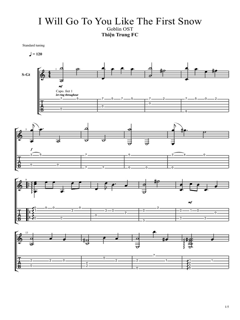 Tab I Will Go To You Like The First Snow | PDF | Guitar Family ...