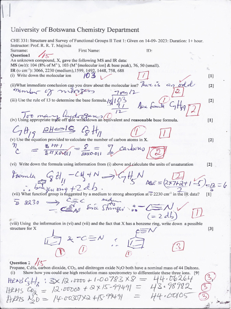 Test 1 Marking Key | PDF