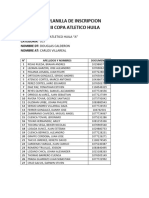 Planilla de Inscripcion III Copa At. Huila Sub 17 A