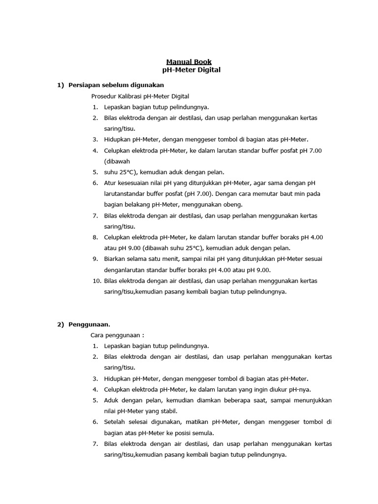 Sop PH Meter Digital PDF