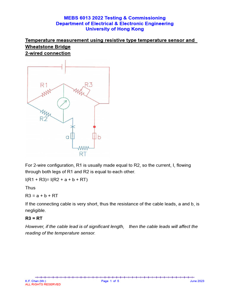 Temperature Sensor Wiring Methods | PDF | Electrical Resistance And ...