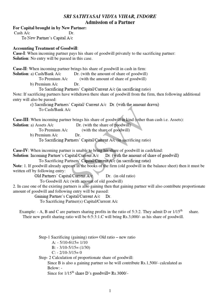 Goodwill Accounting for New Partners | PDF | Balance Sheet | Goodwill ...