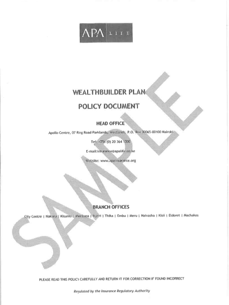Sample Policy Document Wealth Builder PDF