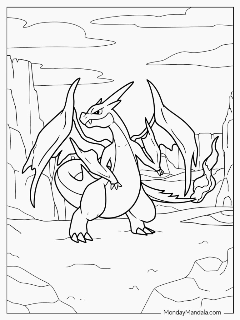 Mega Charizard Colouring Page | PDF