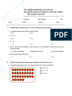 Soal Matematika Kelas 1 SAS GENAP 2022 - 2023