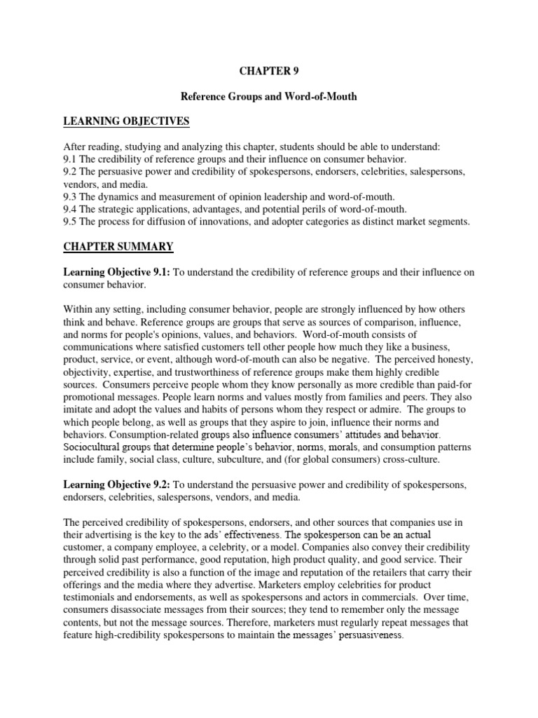 Reference Groups in Consumer Behavior | PDF | Credibility | Consumer ...