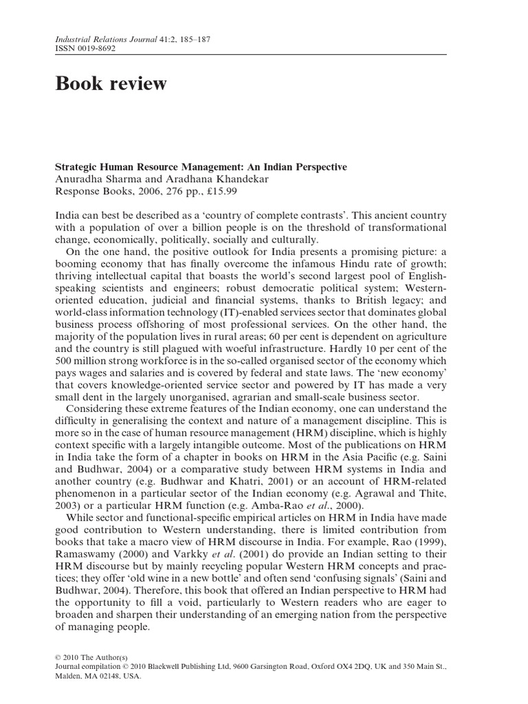 Strategic Human Resource Management An I Pdf Human Resource