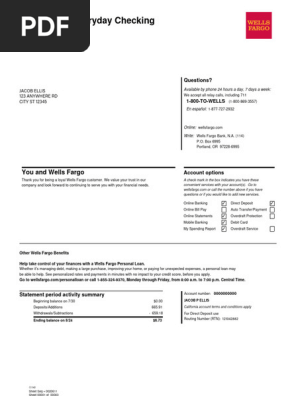 WELLS FARGO BANK STATEMENT