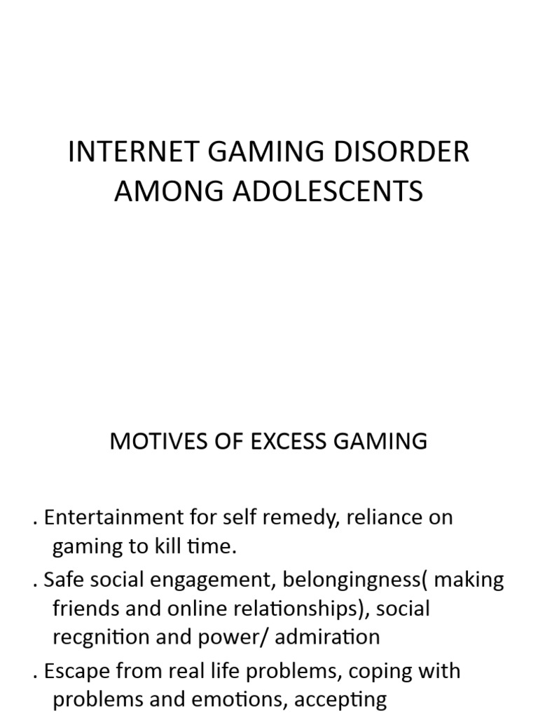 Internet Gaming Disorder In Adolescents PDF Mental Disorder 1