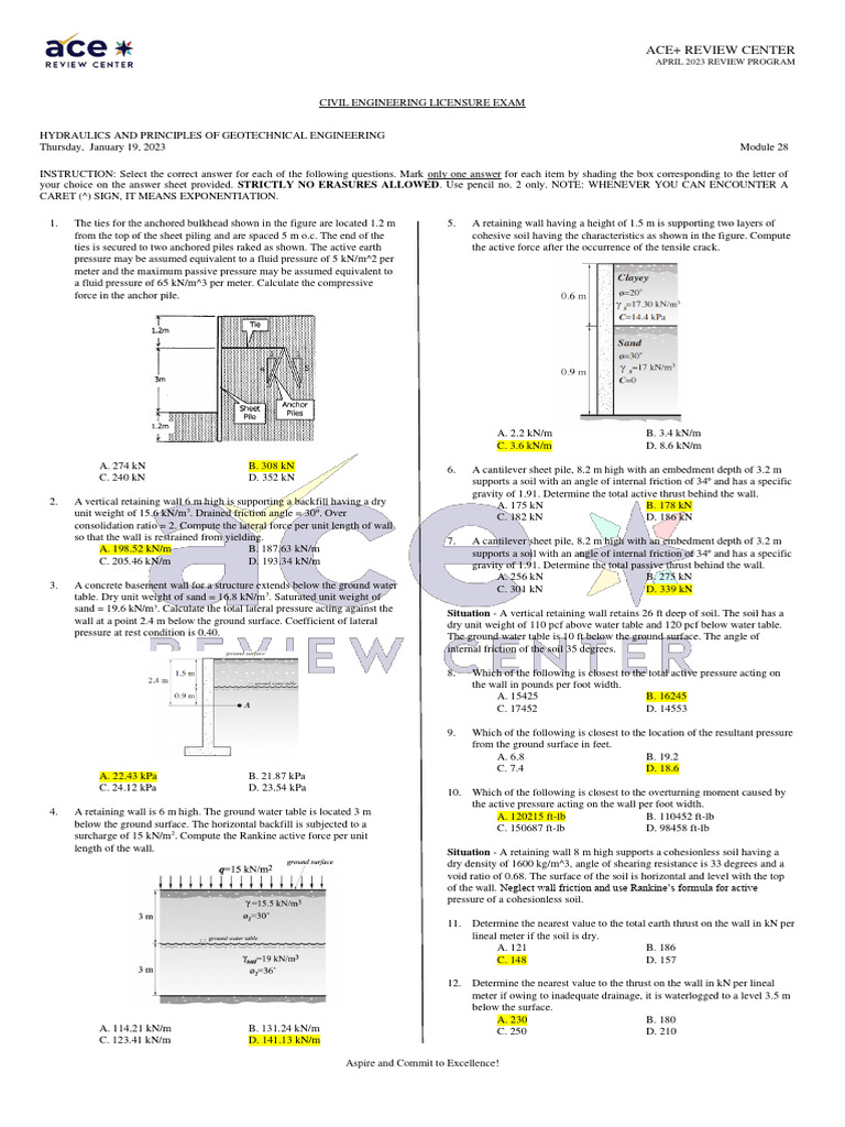 CE Module 28 Rigid Retaining Wall (Answer Key) PDF Applied And Interdisciplinary Physics