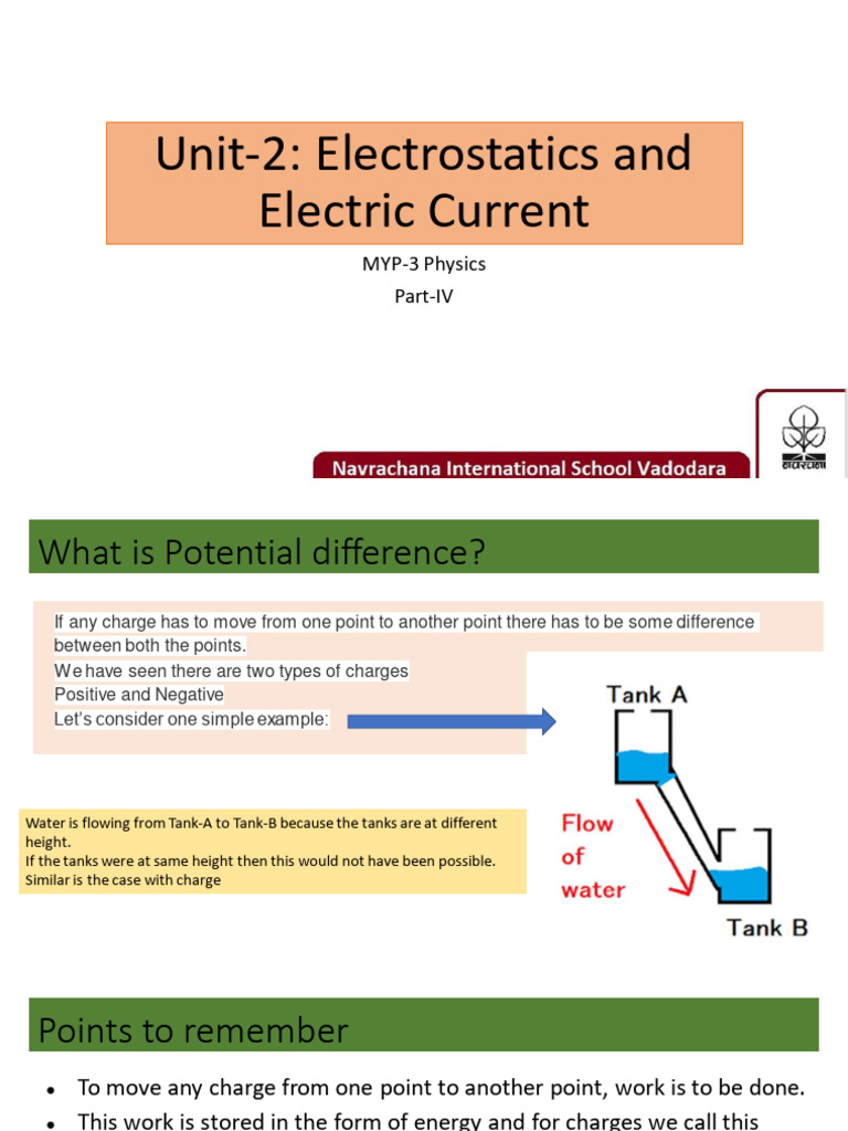 Unit 2 Electricity Part 4 PDF Voltage Potential Energy 