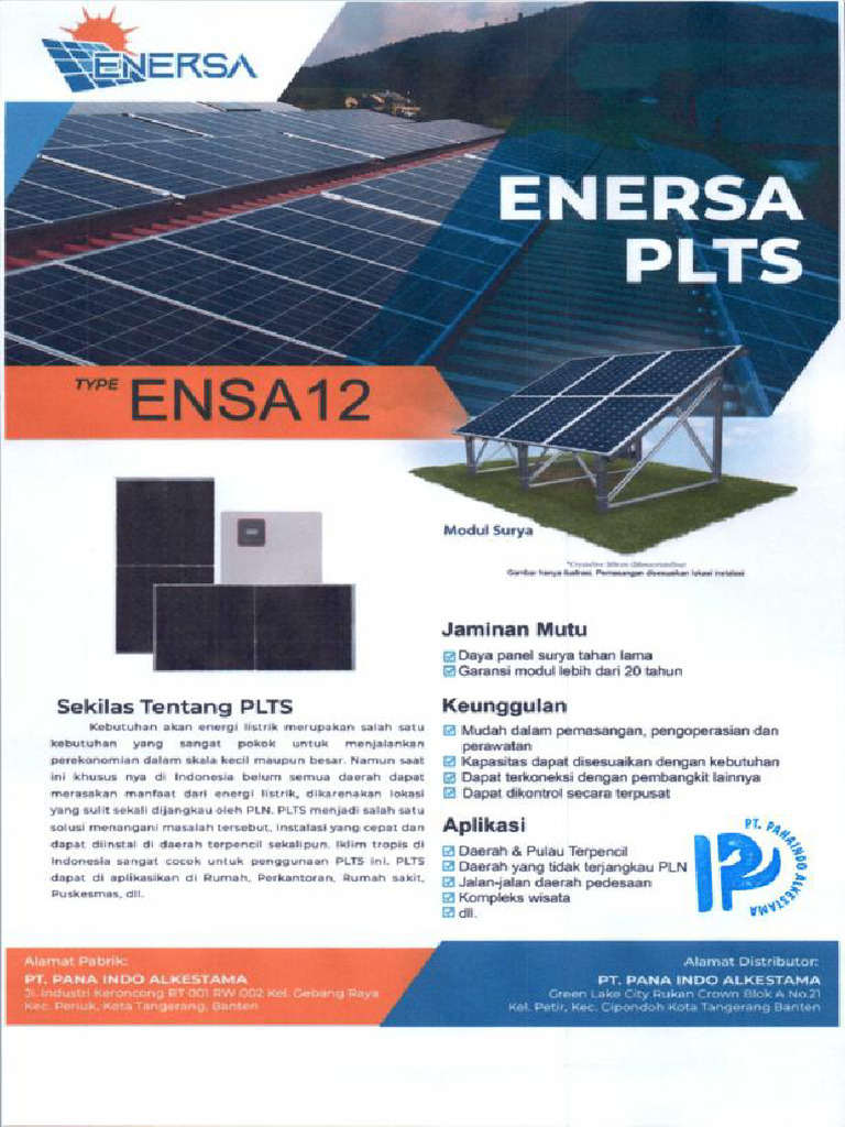 Brosur Enersa Plts - Ensa12 | PDF