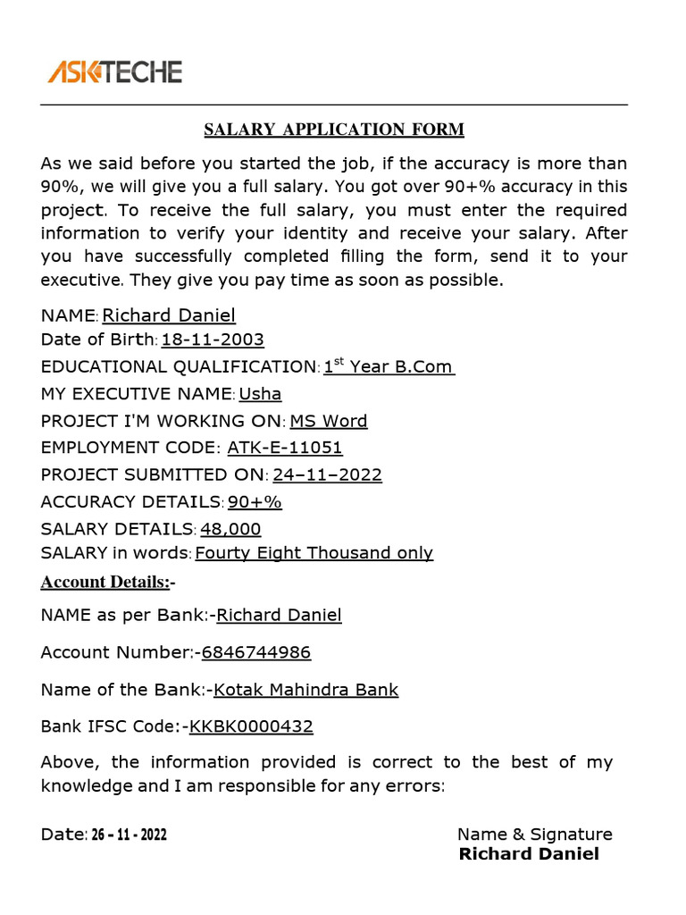 Salary Form | PDF