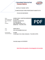 Nome Data de Nascimento Doc. de Identidade CPF Endereço: Esta Ficha Não Garante A Homologação Da Inscrição