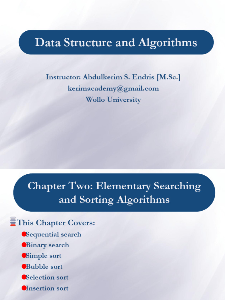 Chapter 2 - Elementary Searching and Sorting Algorithms | PDF ...