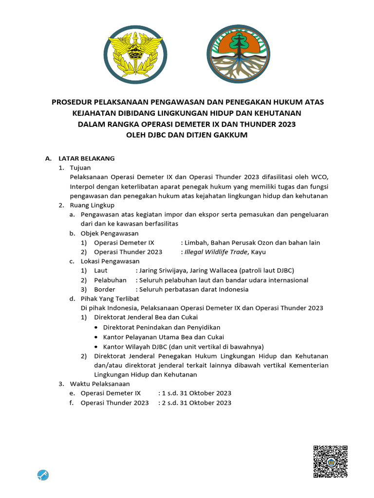 SOP Pengawasan Operasi Demeter IX Dan Thunder 2023 fn2 PDF | PDF