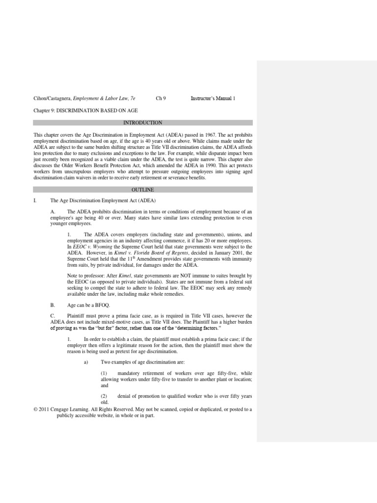 Age Discrimination in Employment Law | PDF | Disparate Treatment ...