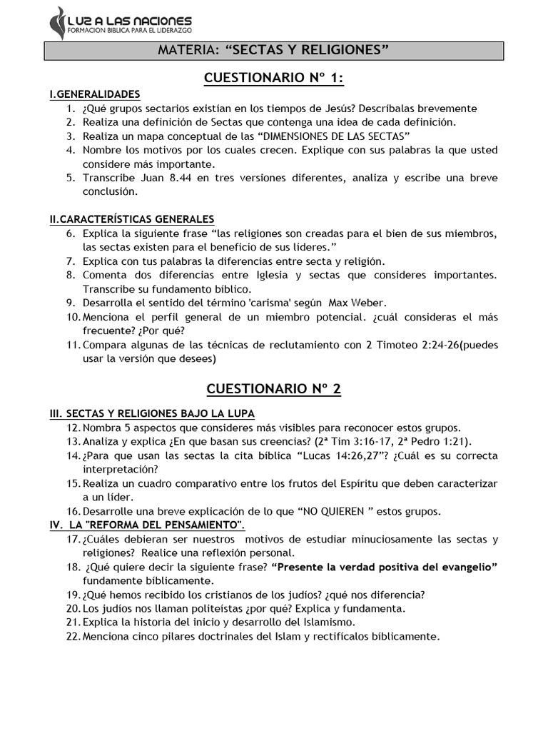 Identificación de Sectas y Religiones | PDF | Movimiento Santo de los ...