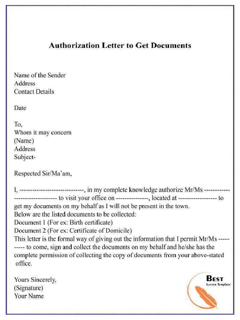 Authorization Letter For Process Documents – QXIPY