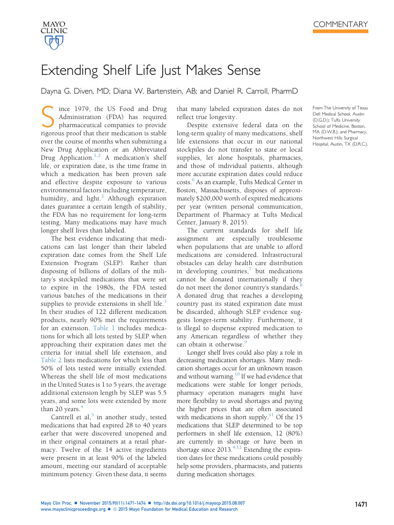 Extending Shelf Life Just Makes Sense PDF Shelf Life Injection