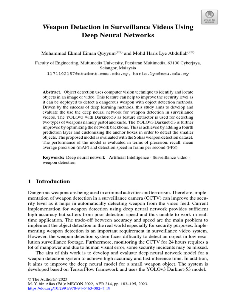 Weapon Detection in Surveillance Videos Using Deep | PDF | Cluster ...