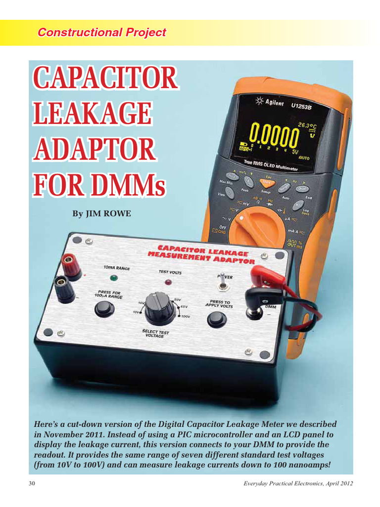 Capacitor Leakage Adaptor For Dmms Pdf Capacitor Physical Sciences