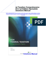 CCH Federal Taxation Comprehensive Topics 2013 1st Edition Harmelink Solutions Manual