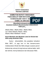 SAMBUTAN BUPATI PADA SHOLAT Idul Adha 1444 H - 29 JUNi 2023