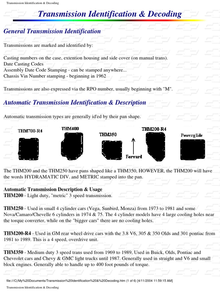 Gm Transmission Identification