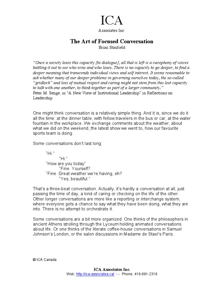The Art of Focused Conversation: ICA Associates Inc | PDF ...