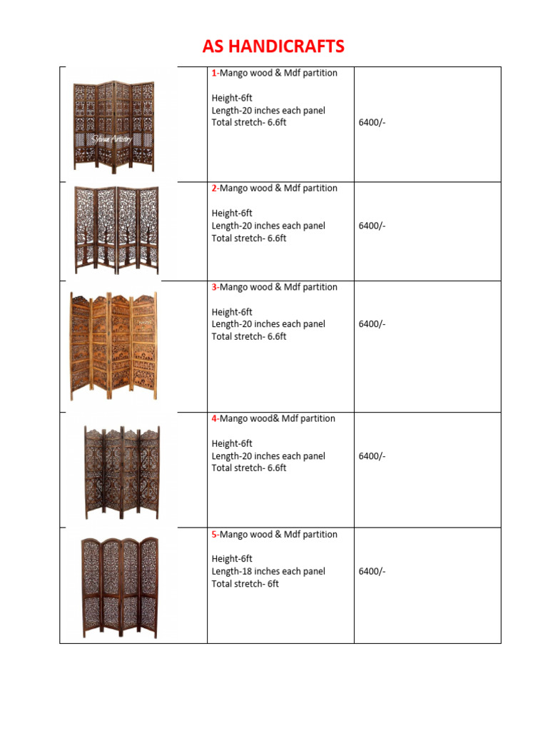 Mango Wood & MDF Partitions for Sale | PDF | Composite Material ...