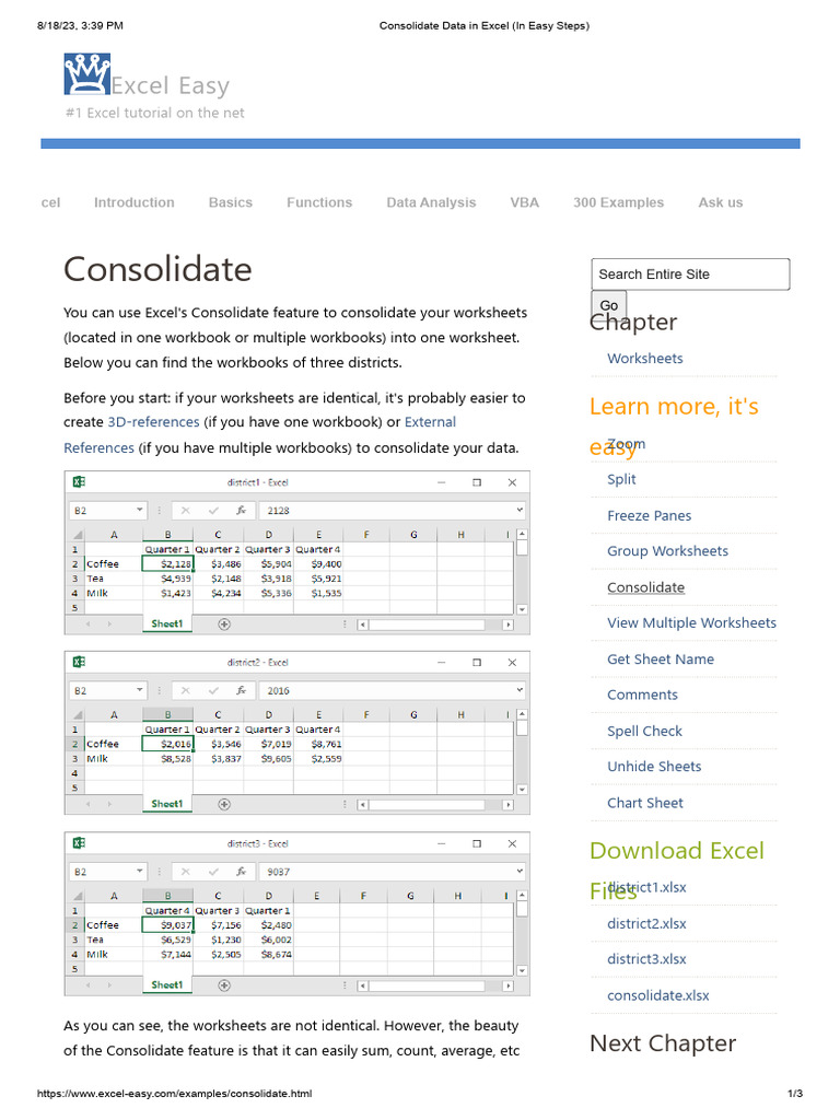 Consolidate Data in Excel (In Easy Steps) | PDF | Microsoft Excel ...