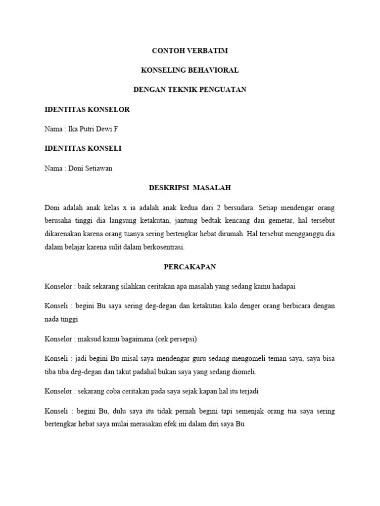 Contoh Verbatim Teknik Penguatan Final | PDF