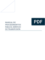 Manual de Procedimiento Para El Servicio de Transfusion