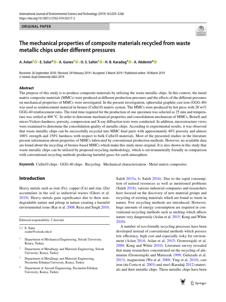 The Mechanical Properties of Composite Materials Recycled From Waste ...