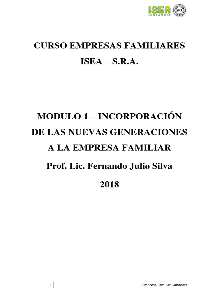 Incorporación de Nuevas Generaciones en Empresas Familiares | PDF ...