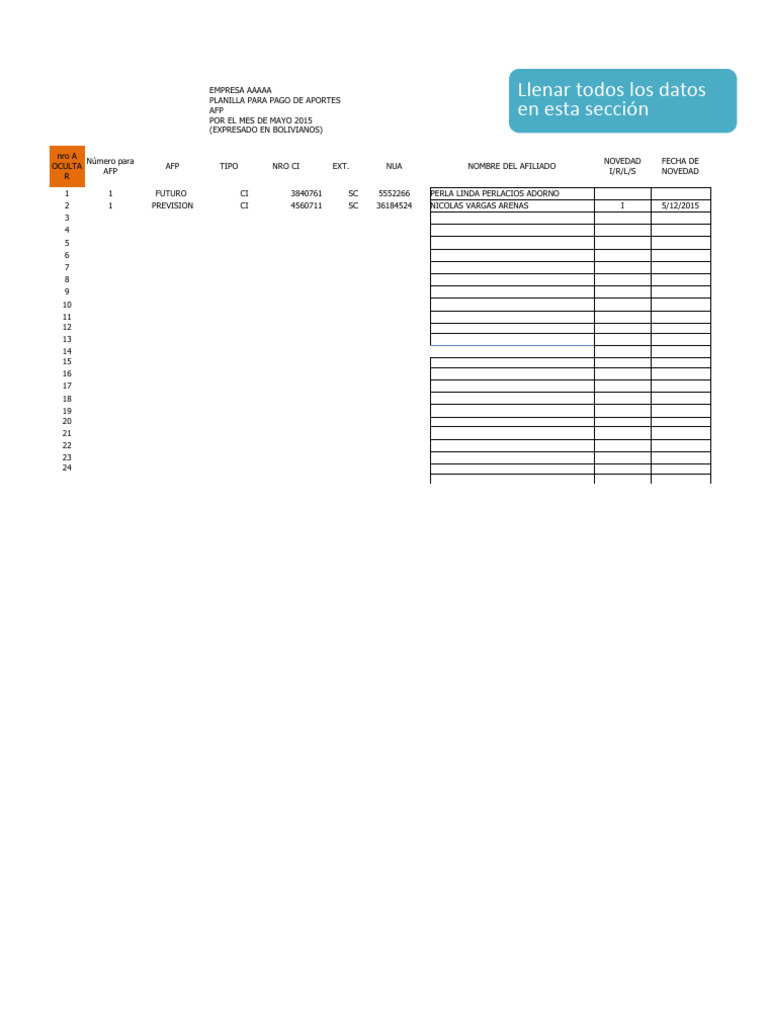 Formato Planilla Afp Modelo Excel+ | PDF | Pensión | Distribución de ...