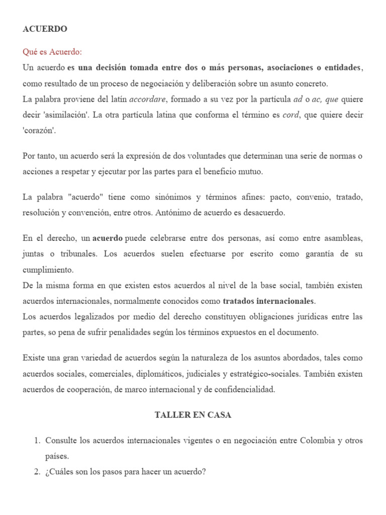 Definición y Tipos de Acuerdos | PDF