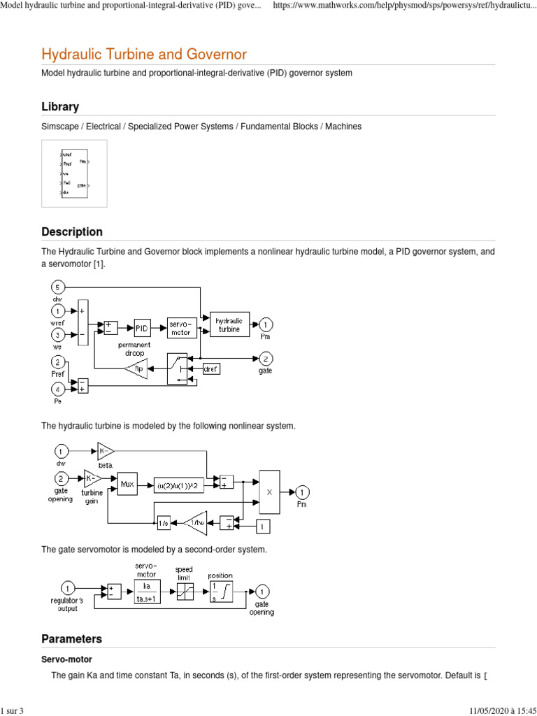 Model Hydraulic Turbine and ProportionalIntegralDerivative (PID