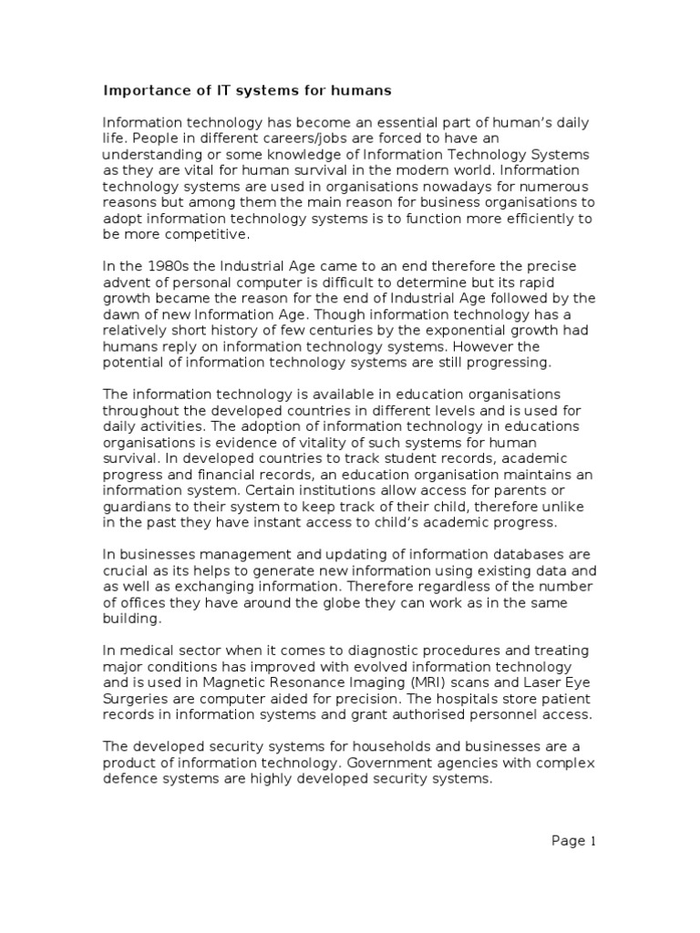 Impact Of Information Technology In Everyday Life Pdf Turnitin