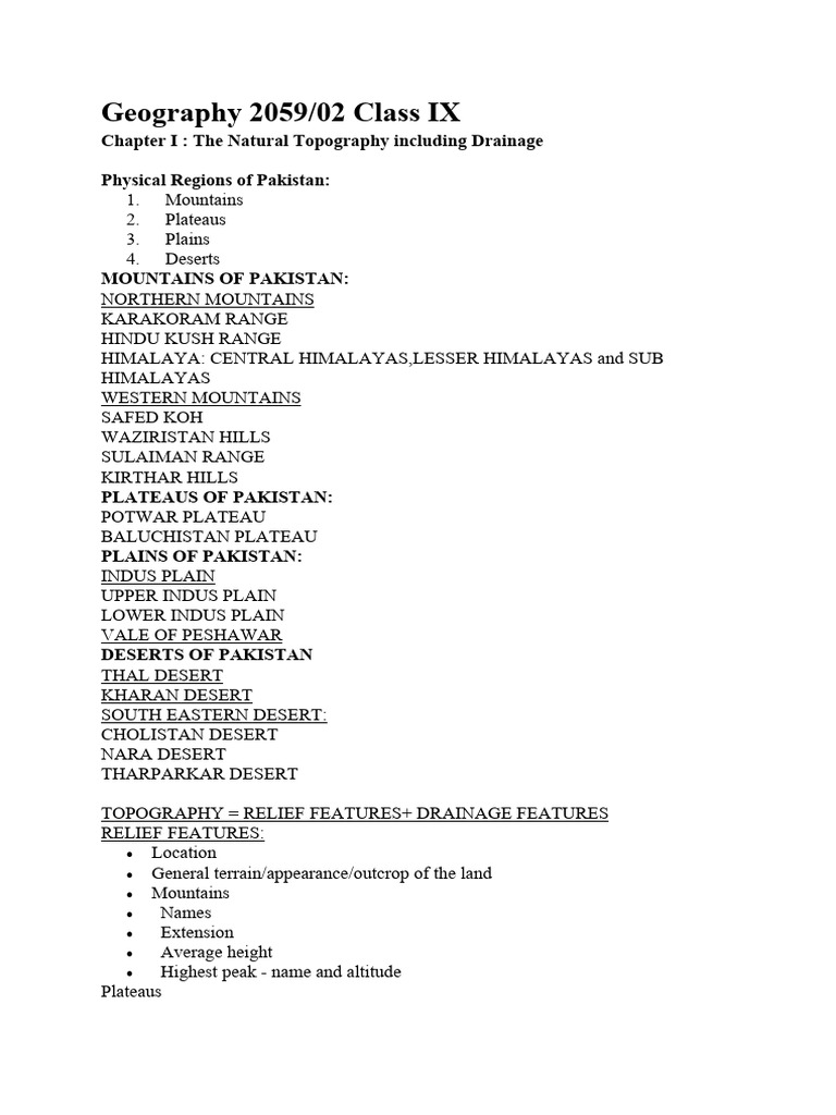 Natural Topography of Pakistan | PDF | Indus River | Himalayas