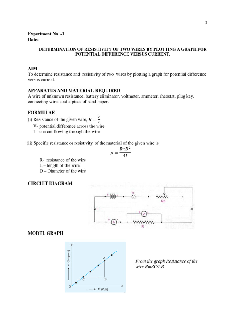 Determining Wire Resistivity Experiment | PDF | P–N Junction ...