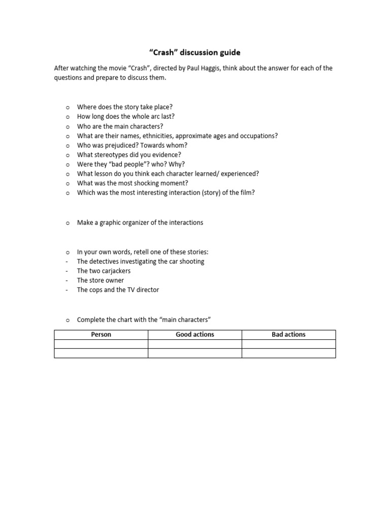 Crash Discussion Guide PDF
