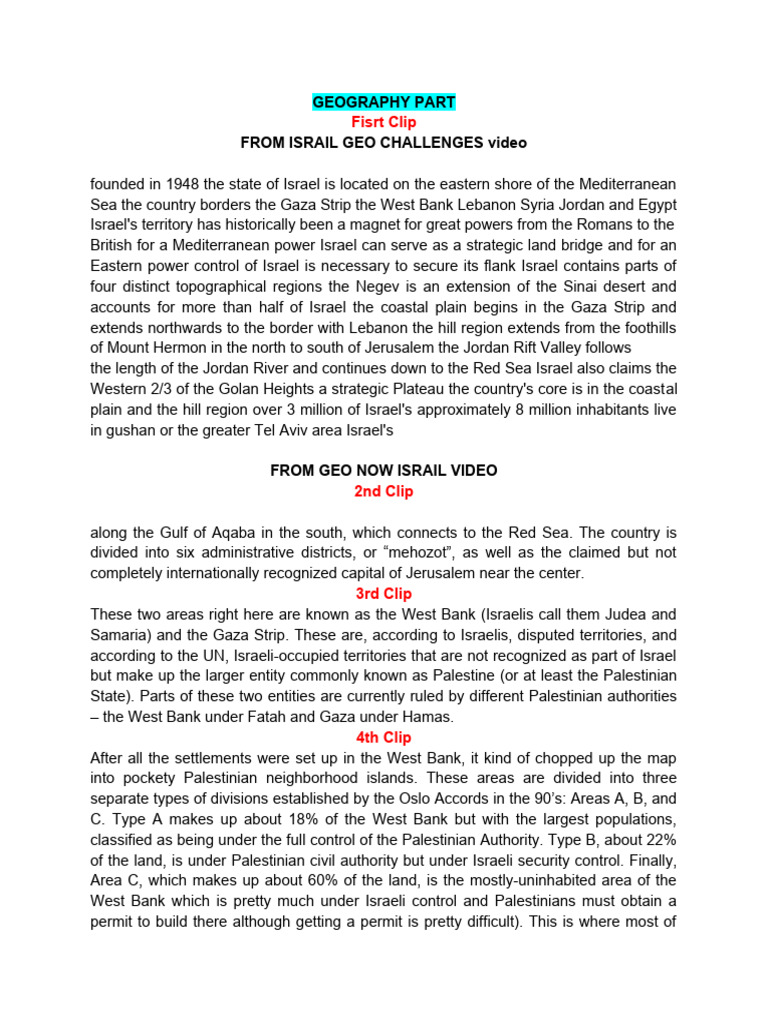 Israel's Geography and Challenges | PDF | Israel | World Politics