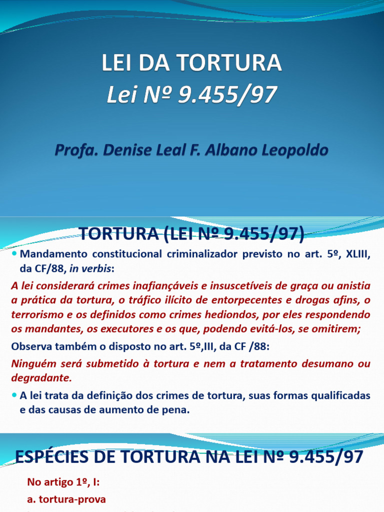 Aula lei de tortura pdf crimes crime e viol ncia
