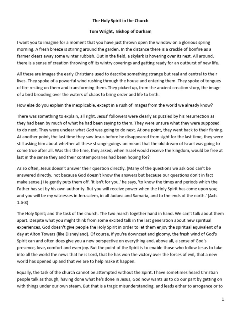 The Holy Spirit in The Church | PDF | Jesus | Paul The Apostle