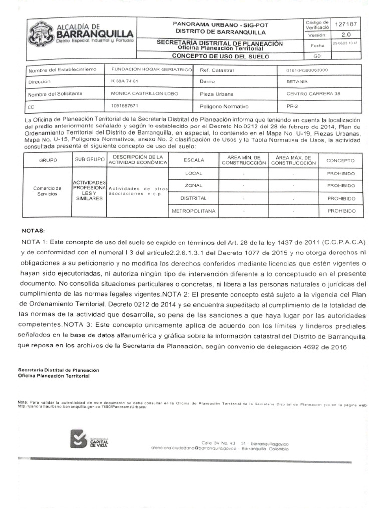 Certificado Uso De Suelo Pdf