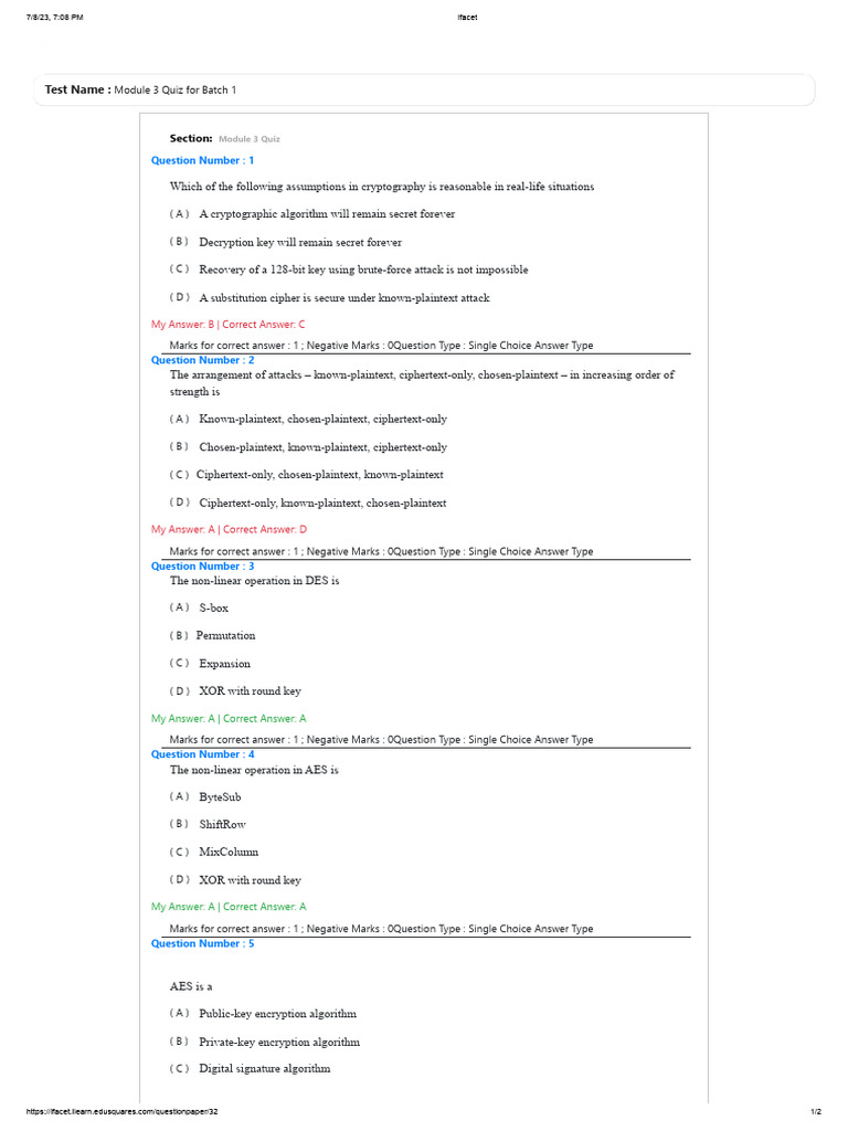 Module 3 quiz pdf cryptography encryption